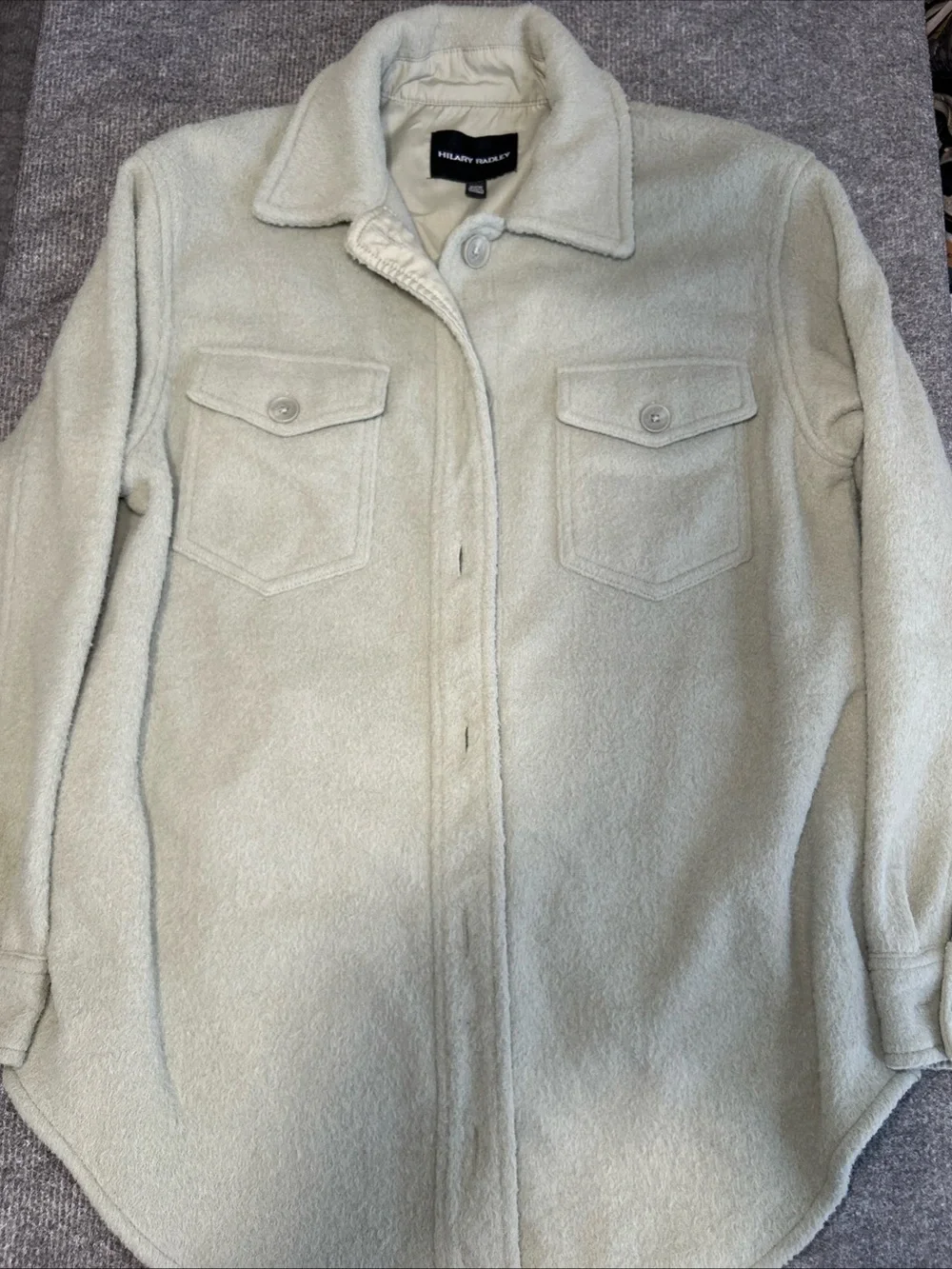 Hilary Radley Cream Teddy Shacket with Flap Pockets